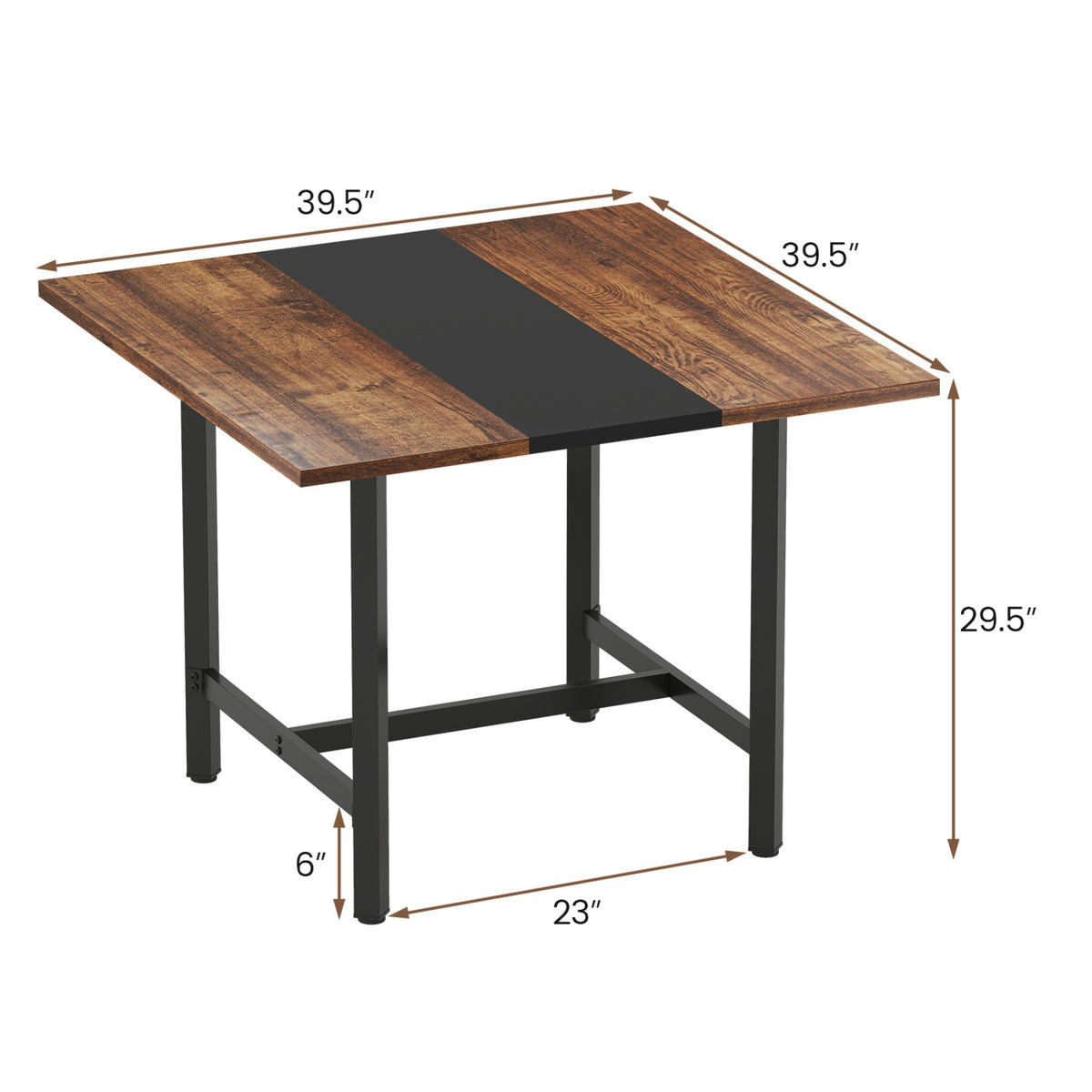 39.5" Square Conference Table - Rustic Brown