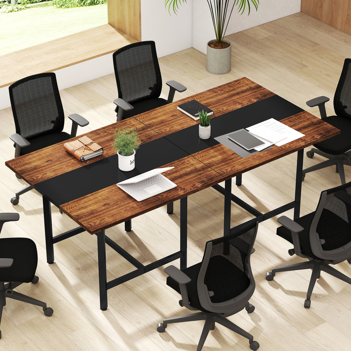 39.5" Square Conference Table - Rustic Brown