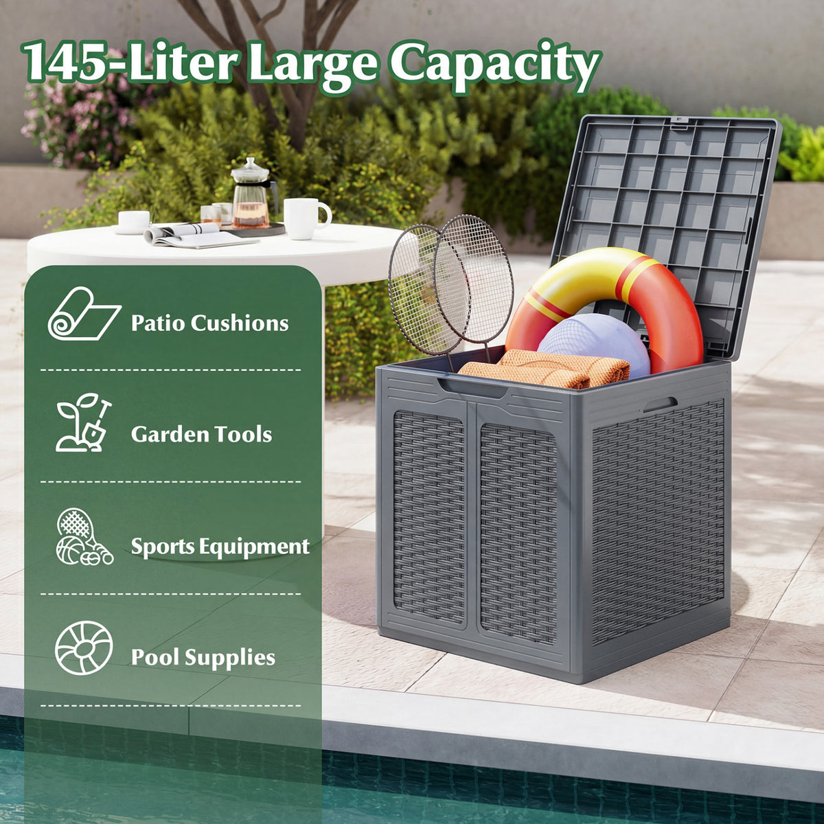 39 Gallon Deck Box with Lockable Lid Package Delivery for Patio
