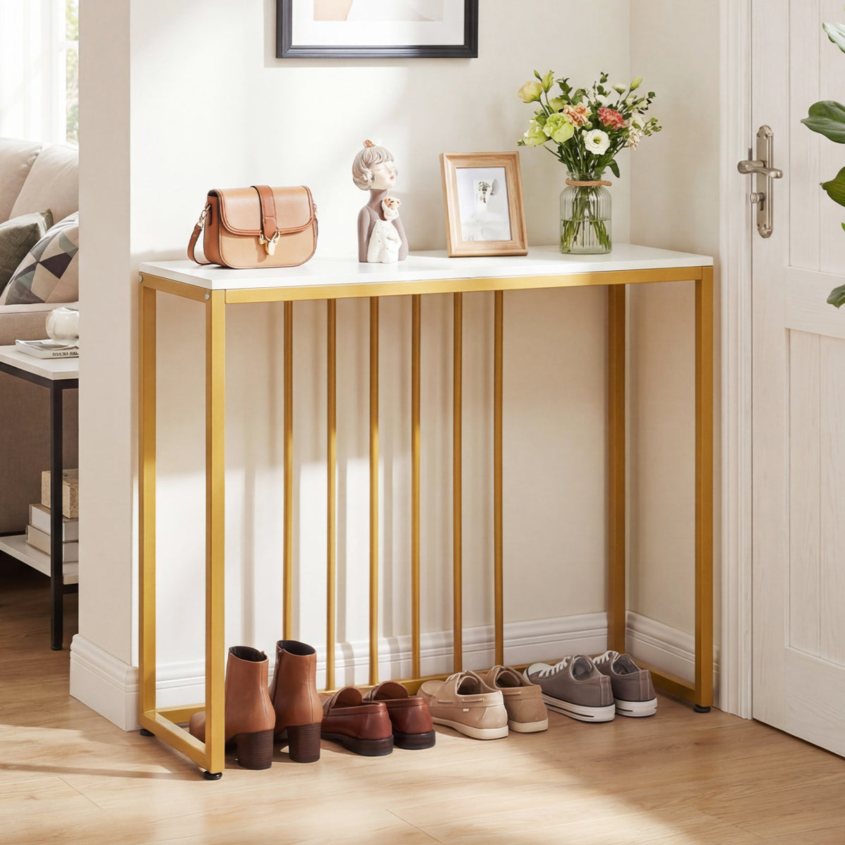 39"Modern Console Table with Built-in Charging Station