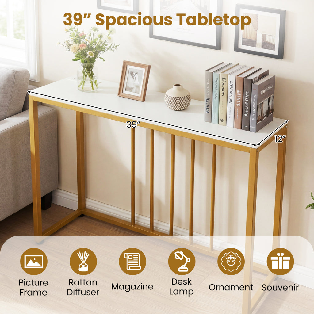 39"Modern Console Table with Built-in Charging Station