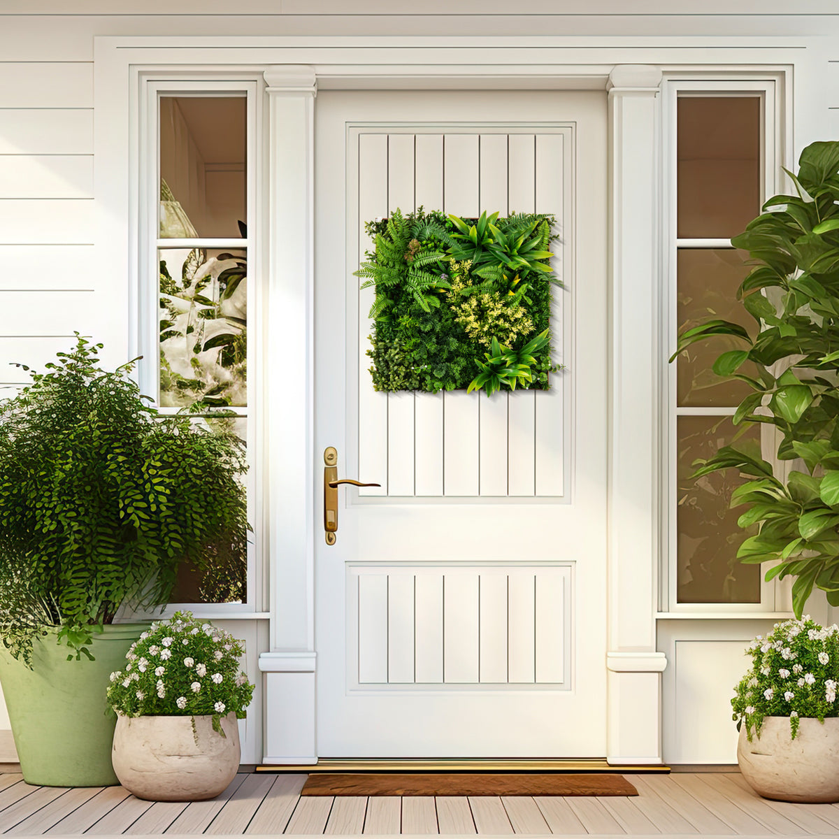 Indoor Outdoor Faux Greenery Hedge with 11 Types of Imitation Plants - 20x20 Inches, Hanging Artificial Plant Wall Panel - Variation of 11 Types of Imitation Plants