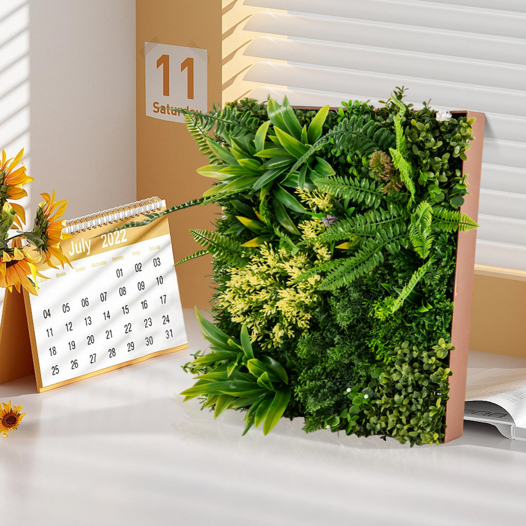 Indoor Outdoor Faux Greenery Hedge with 11 Types of Imitation Plants - 20x20 Inches, Hanging Artificial Plant Wall Panel - Variation of 11 Types of Imitation Plants