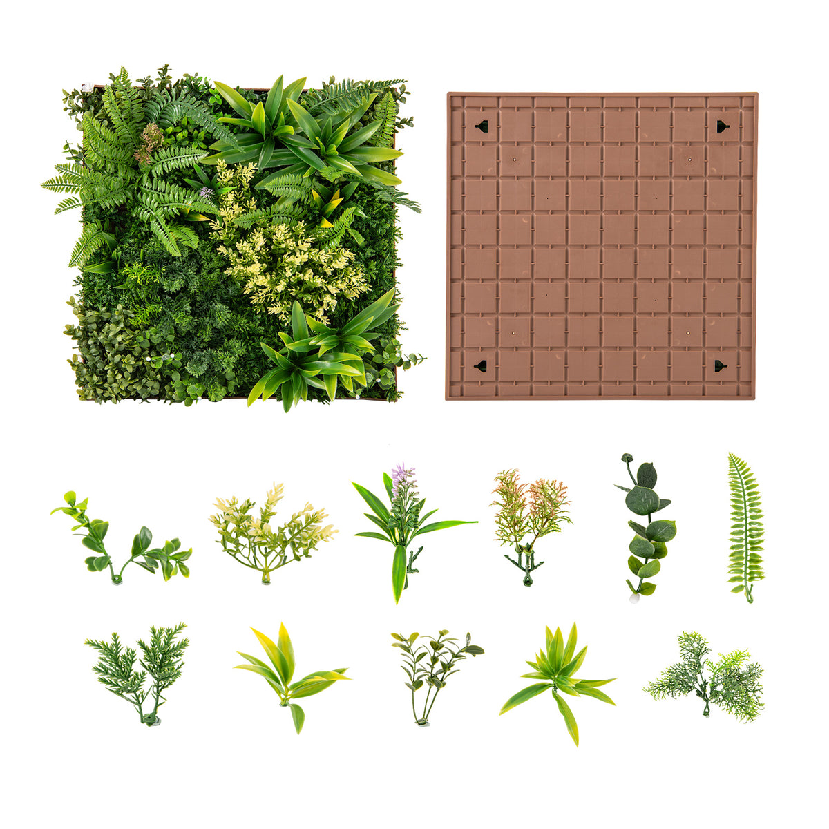 20x20 Inch Faux Succulents Hanging Planter with 10 Plant Types for Balcony & Home - Variation of 10 Types of Imitation Plants
