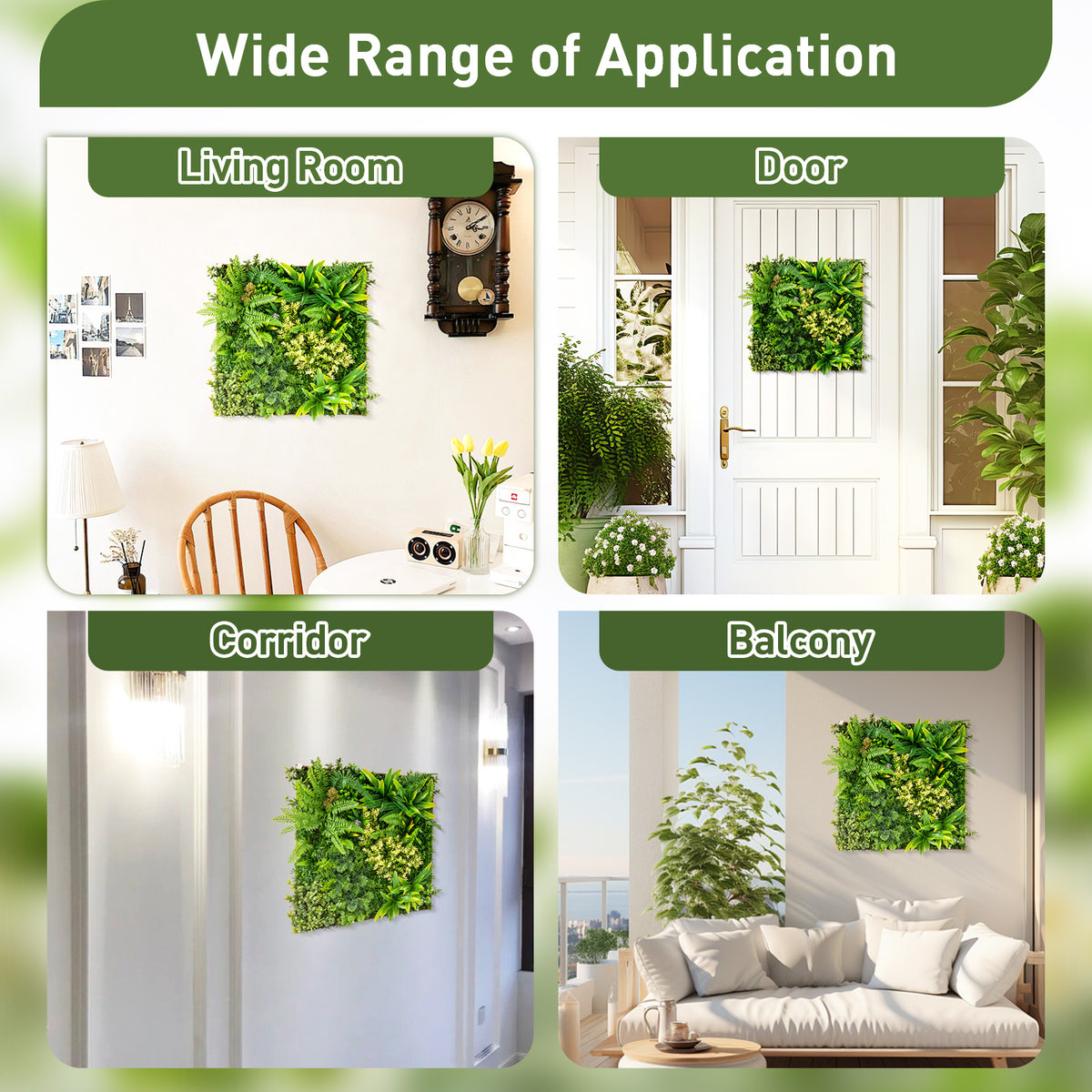 Indoor Outdoor Faux Greenery Hedge with 11 Types of Imitation Plants - 20x20 Inches, Hanging Artificial Plant Wall Panel - Variation of 11 Types of Imitation Plants