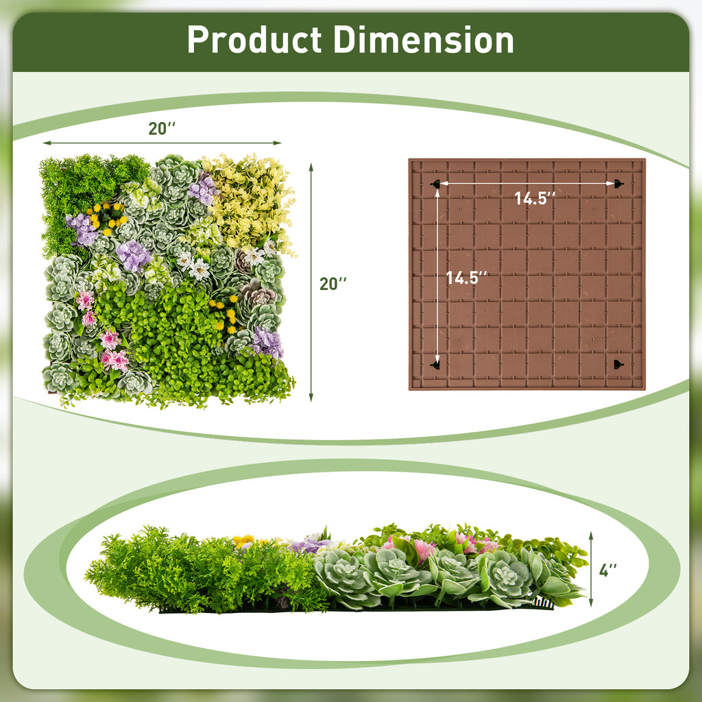 20x20 Inch Faux Succulents Hanging Planter with 10 Plant Types for Balcony & Home - Variation of 10 Types of Imitation Plants