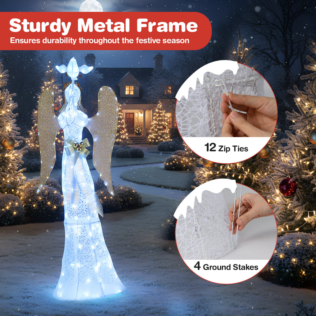 3D Lighted Angel Christmas Decoration 5.5 FT Halo Angel Indoor Outdoor Holiday Decor