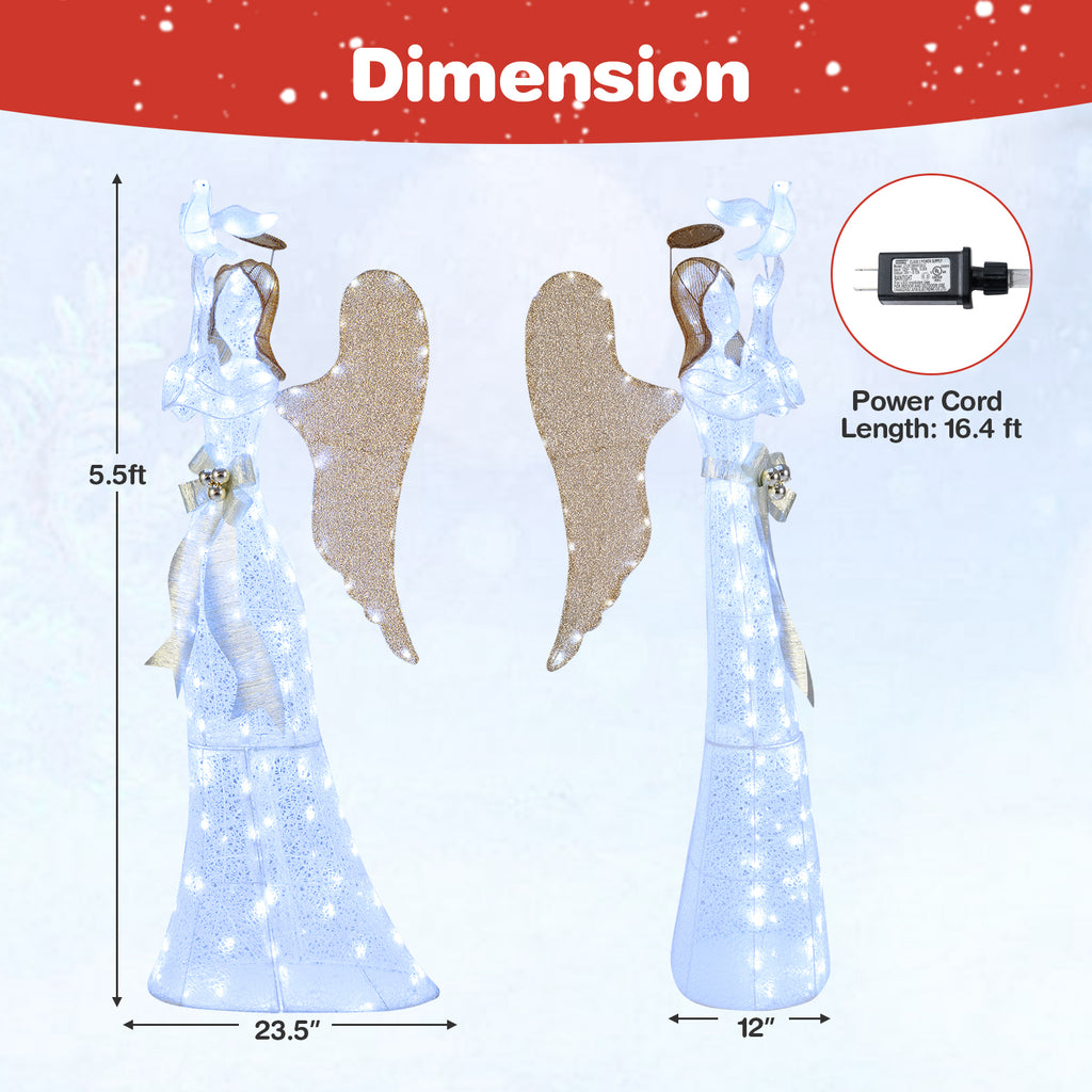 3D Lighted Angel Christmas Decoration 5.5 FT Halo Angel Indoor Outdoor Holiday Decor