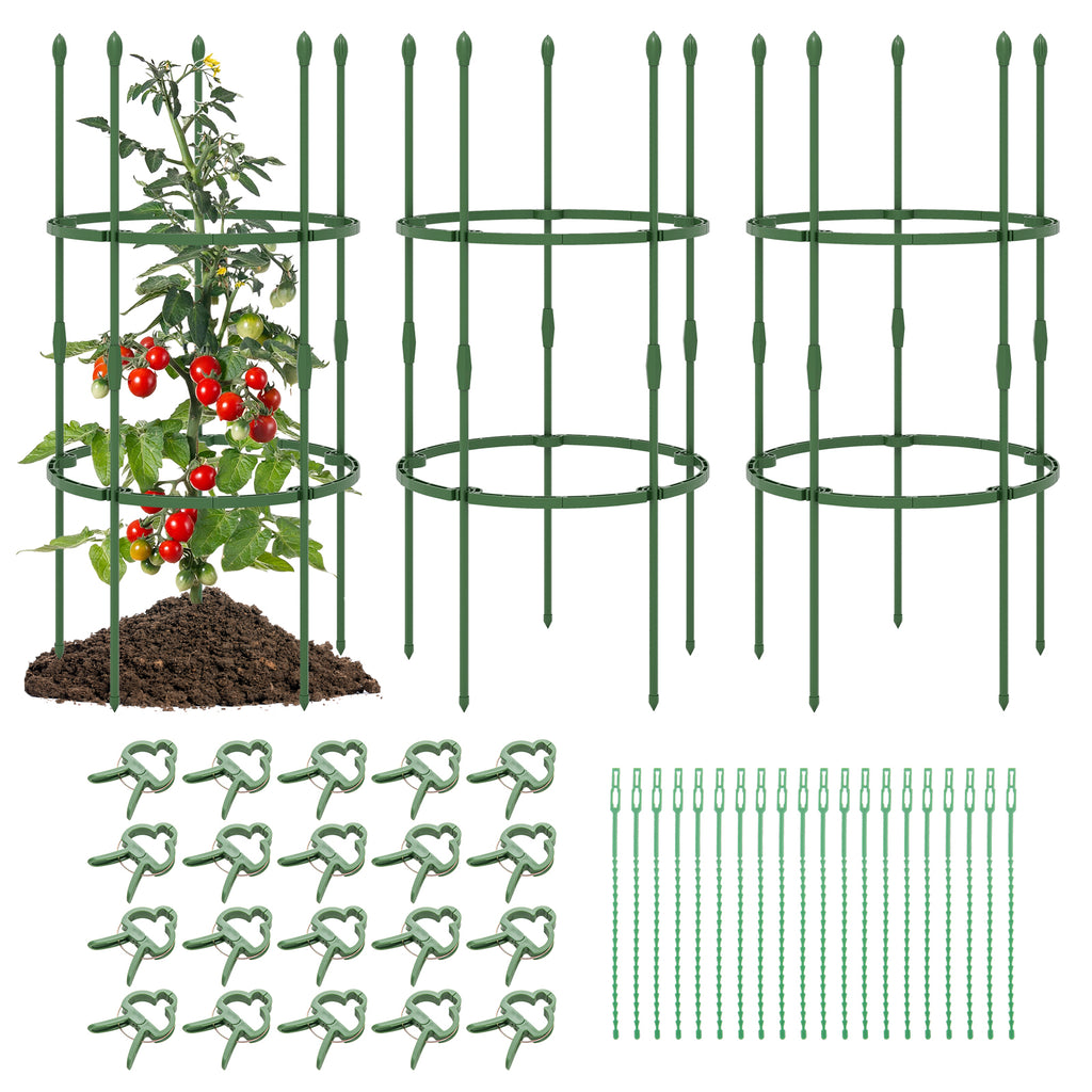 3-Pack Garden Trellis 40/60 Inch Tall Plant Support Stands with Clips