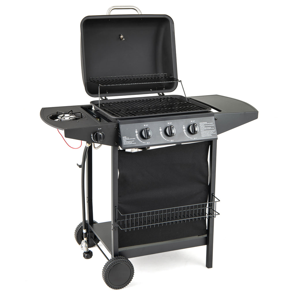 5-Burner Propane Gas Grill with Side Burner & Prep Tables - Silver