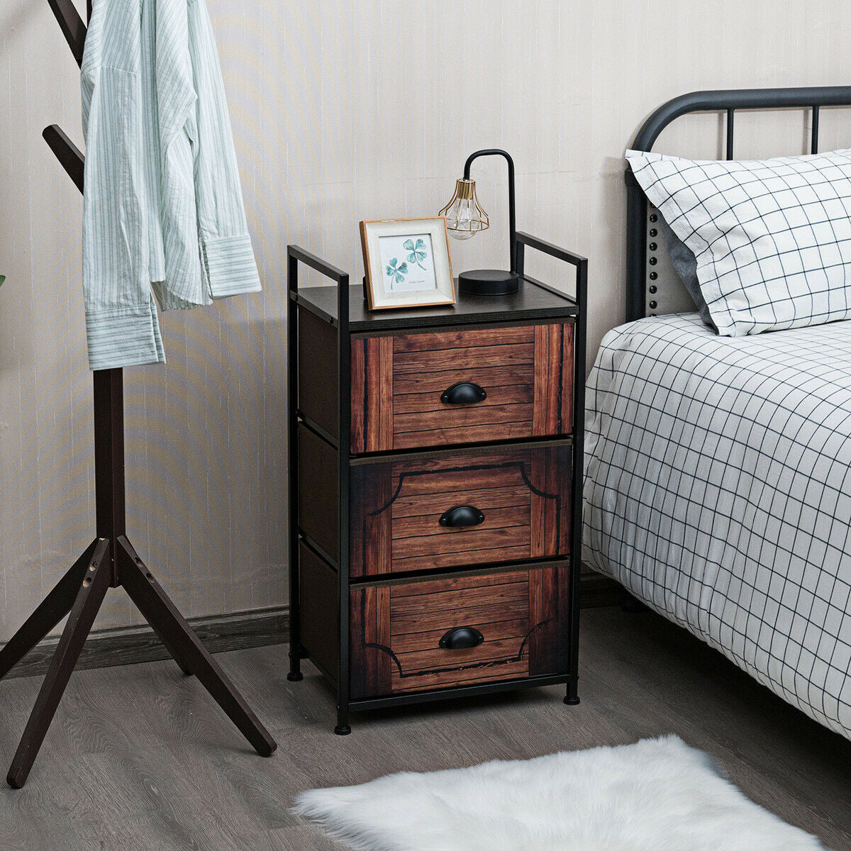 3-Drawer Fabric Storage Tower with Metal Frame