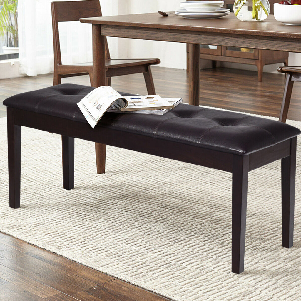 Upholstered Dining Bench with PU Leather - Brown