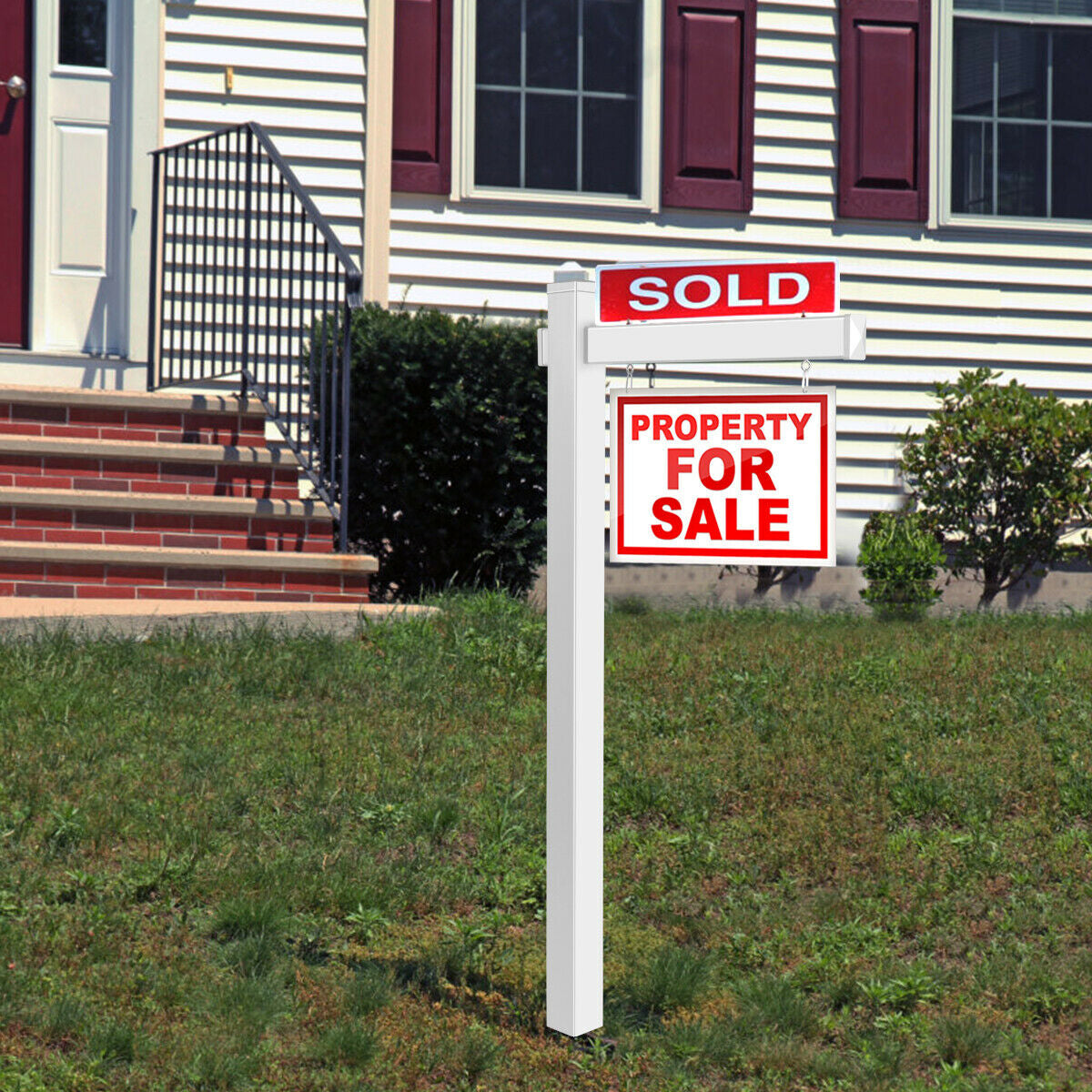 White Vinyl Yard Sign Post for Real Estate Open House - 6ft