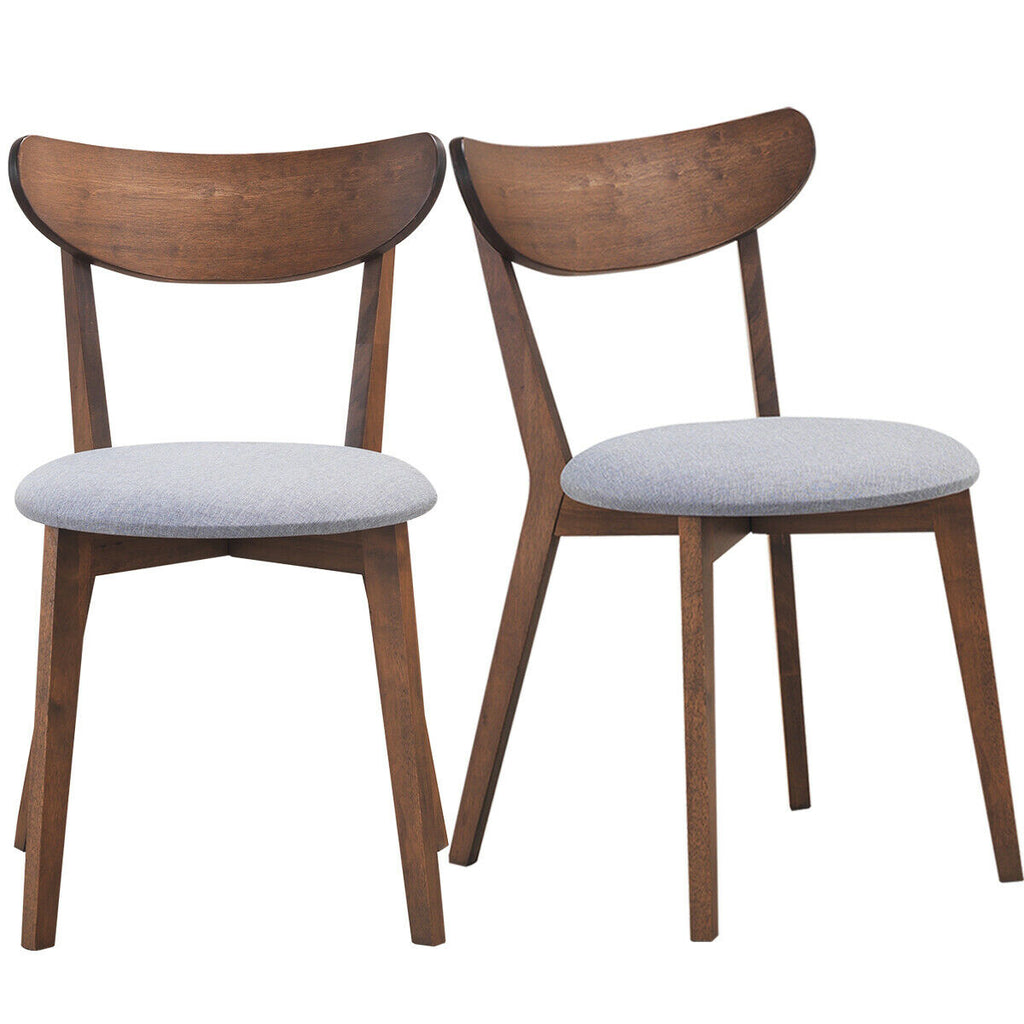 Set of 2 Upholstered Dining Chairs, Curved Back