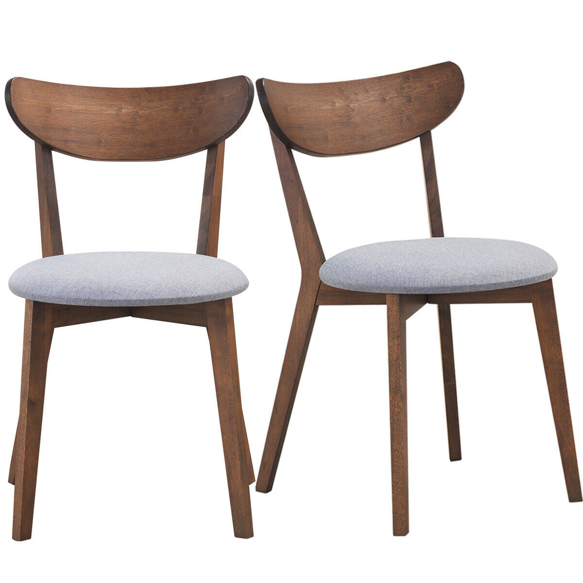 Set of 2 Upholstered Dining Chairs, Curved Back
