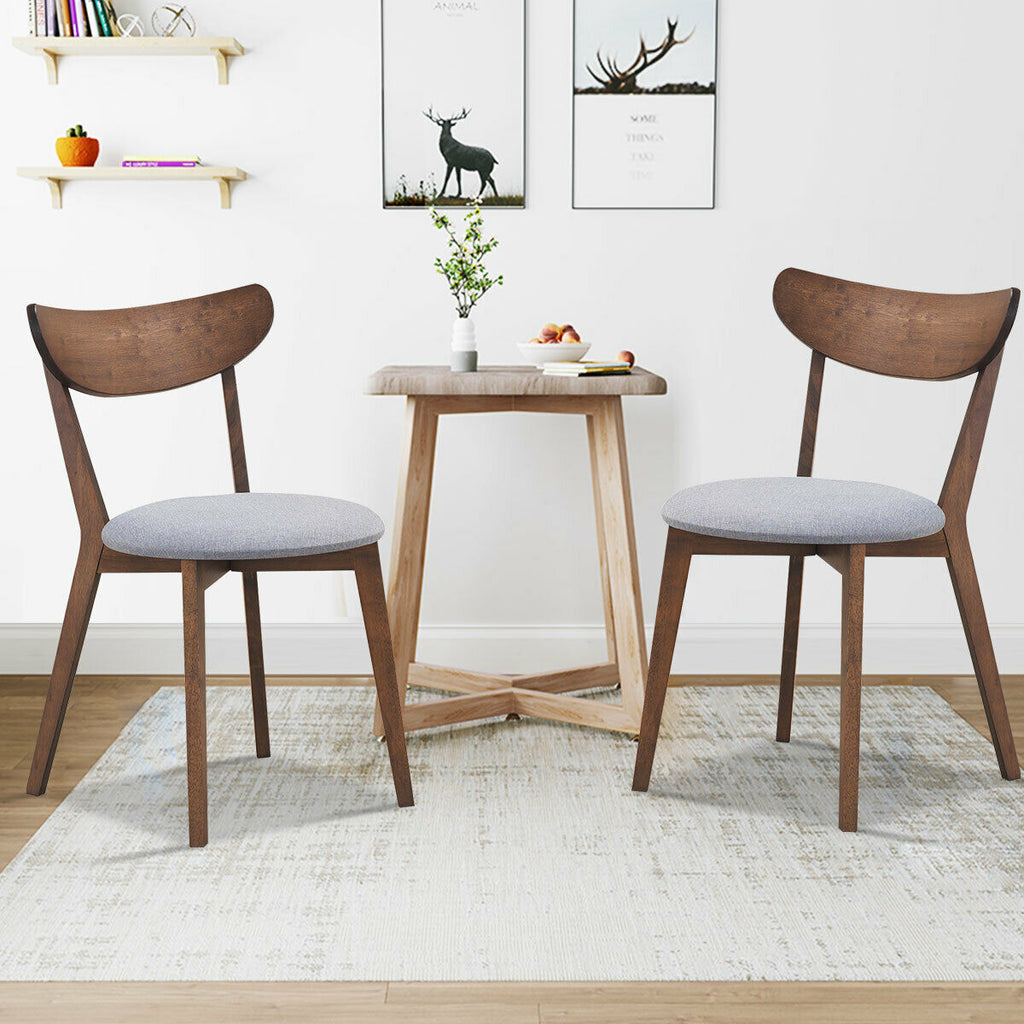 Set of 2 Upholstered Dining Chairs, Curved Back