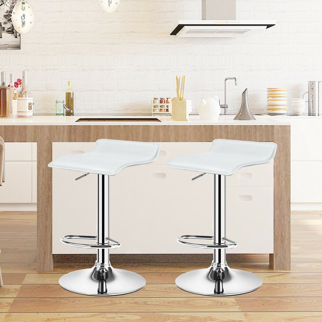Adjustable PU Leather Bar Stools Set of 2 - Black