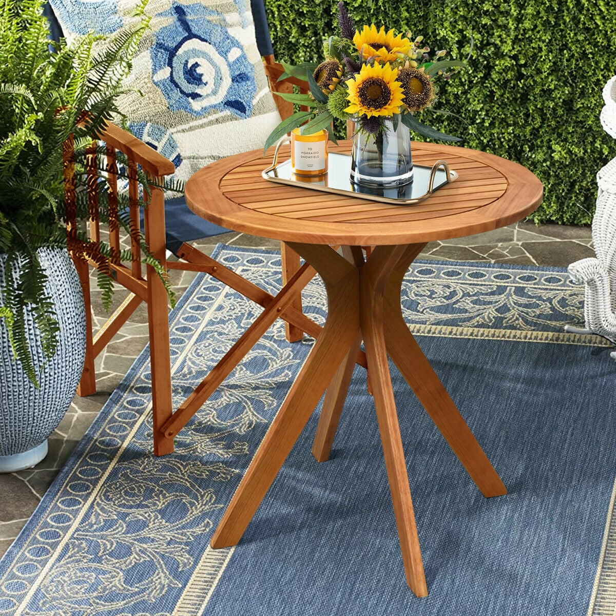 27" Round Eucalyptus Wood Bistro Table