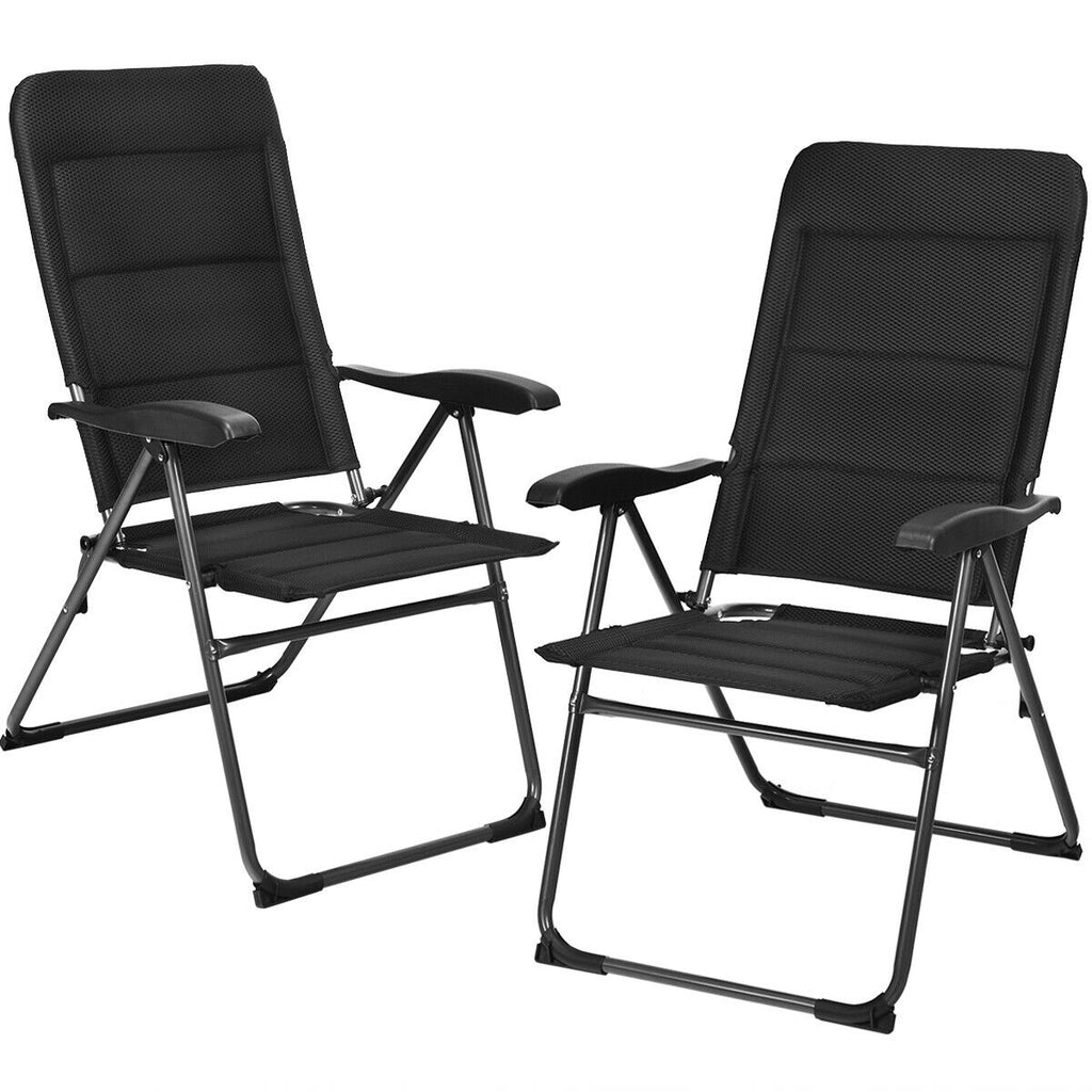 2 Pieces Outdoor Folding Patio Chairs with Adjustable Backrests for