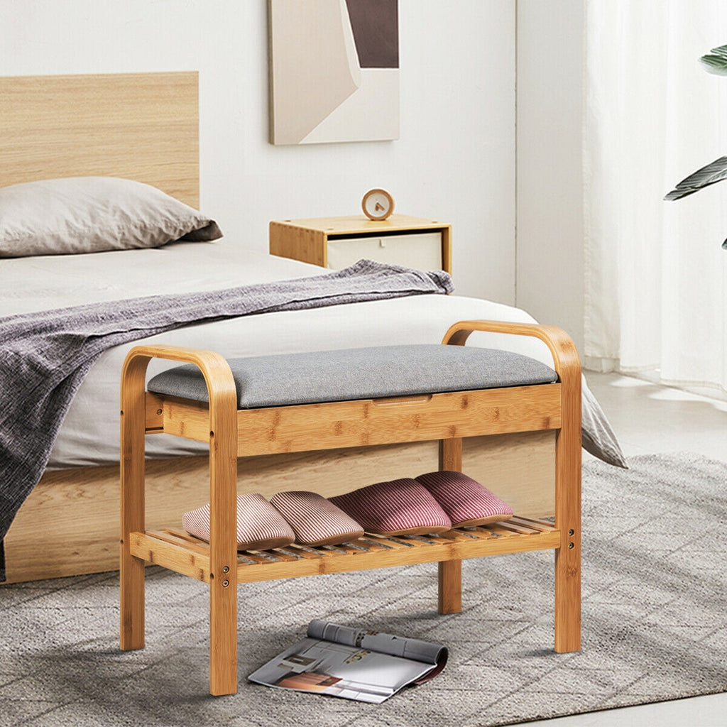 Shoe Rack Bench with Storage Shelf for Entryway Hallway Bedroom