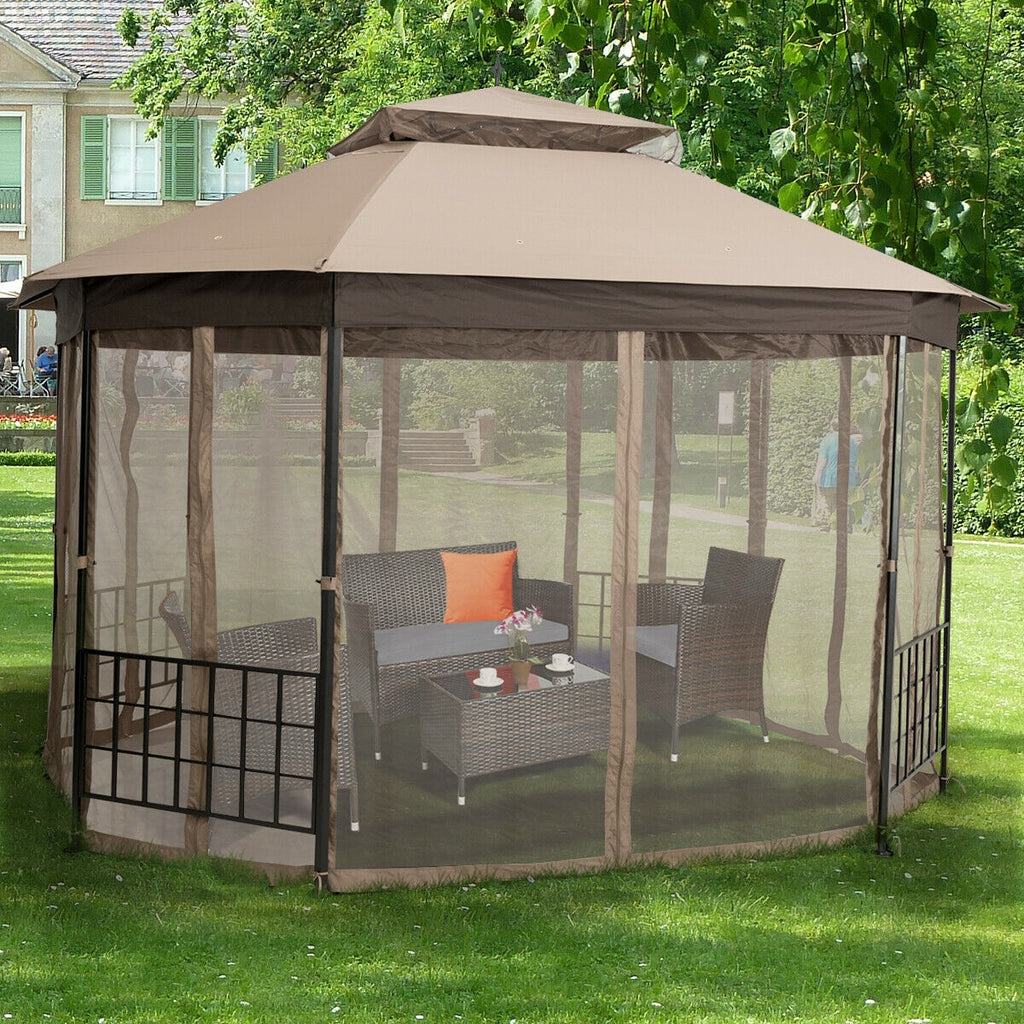 10’x 12’ Octagonal Patio Gazebo with Mosquito Net