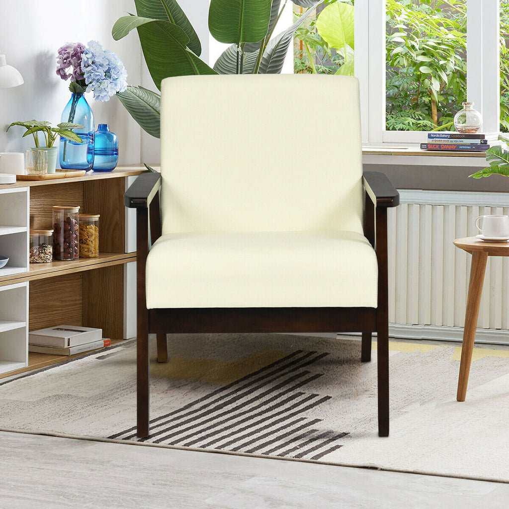 Mid-Century Retro Fabric Accent Armchair - Orange