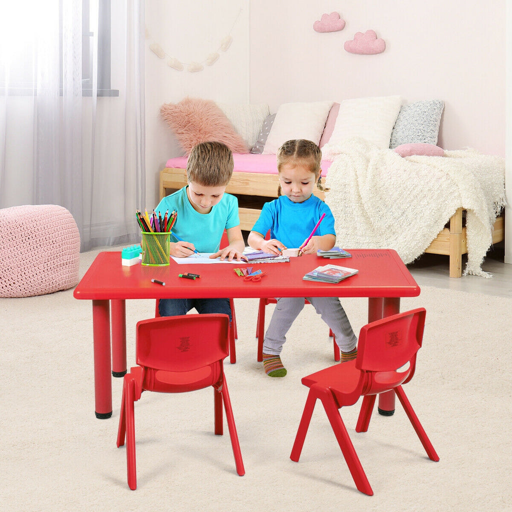 Kids Plastic Rectangular Play and Learning Table - Red