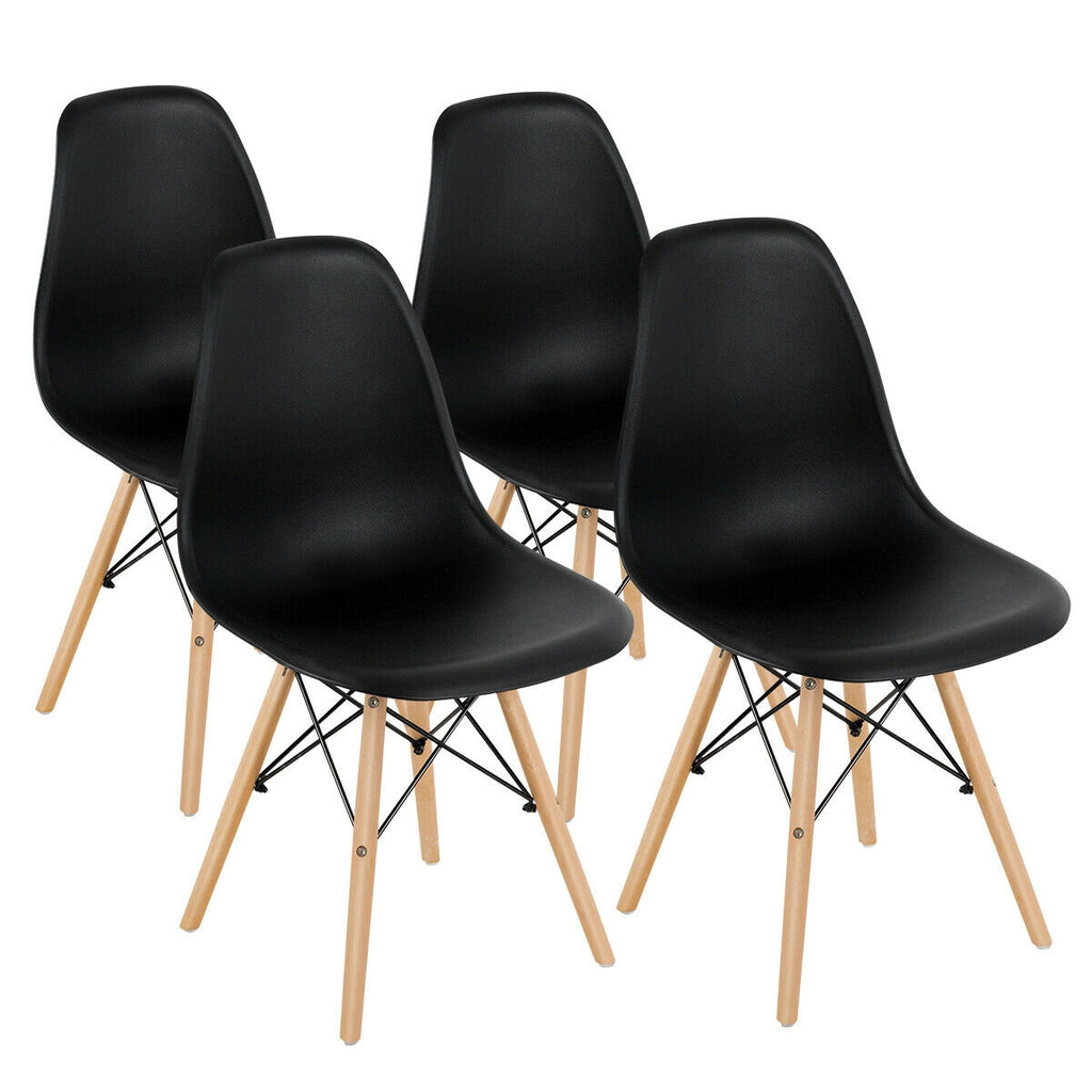Modern Armless Dining Chairs Set of 4 - Black