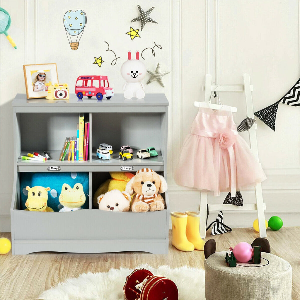 Kids 3-Tier Bookcase Storage Organizer with 4 Open Compartments - White