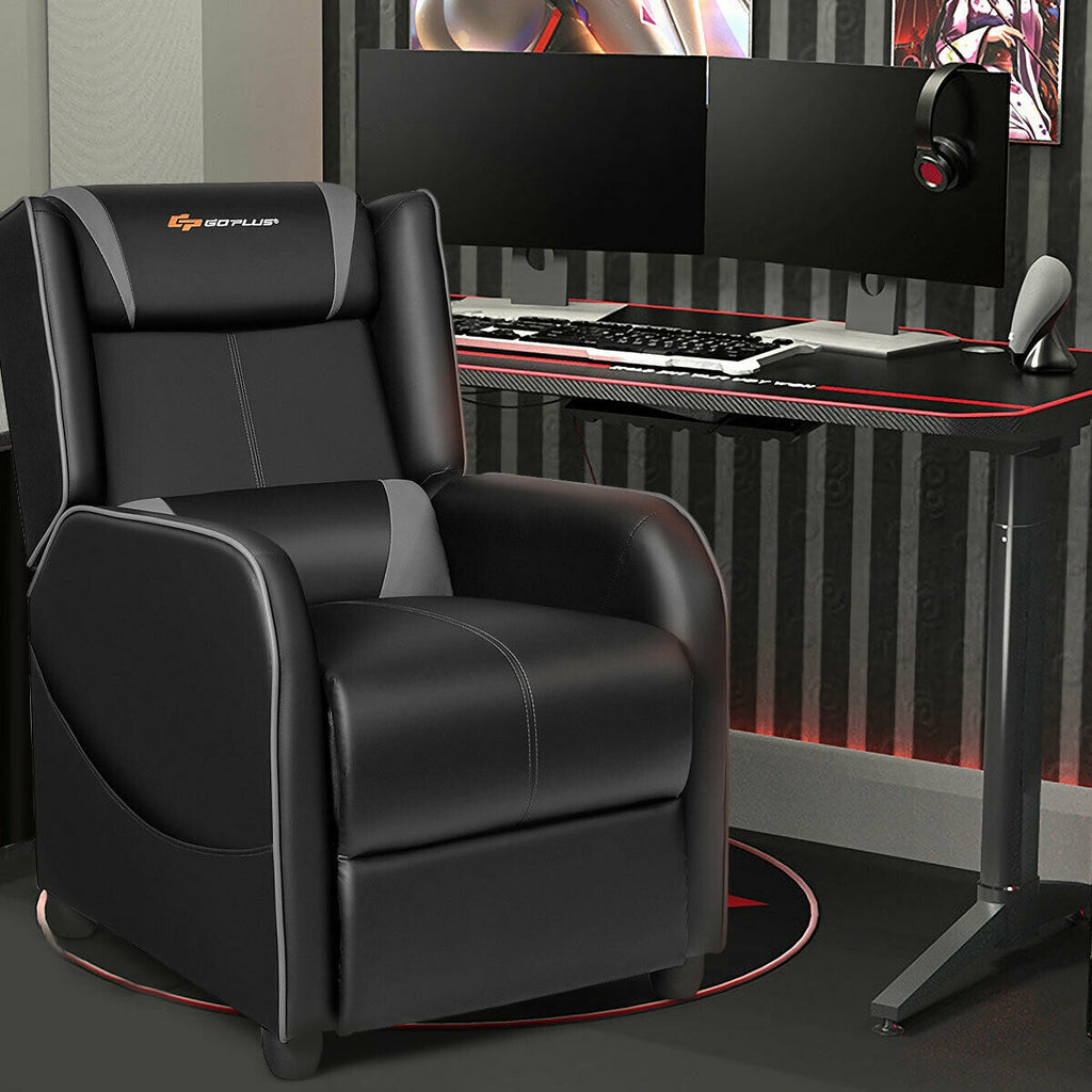 Gaming Recliner Chair with Massage & Footrest - Purple