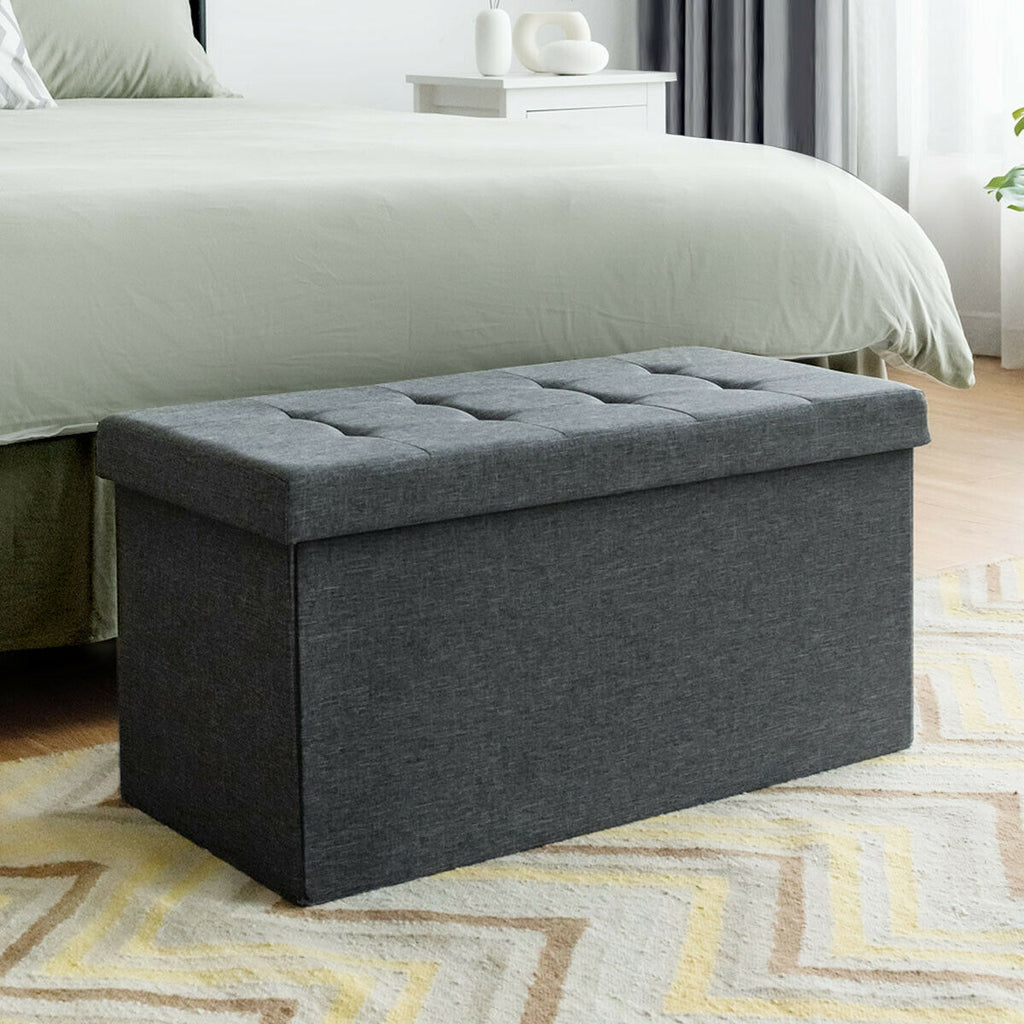 31.5" Storage Ottoman Footrest with Removable Bin - Dark Gray