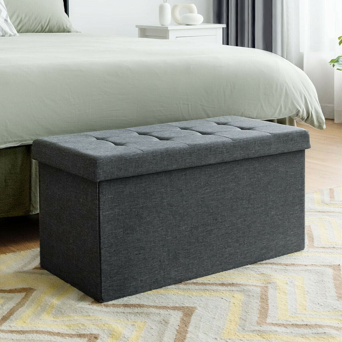 31.5" Storage Ottoman Footrest with Removable Bin - Dark Gray