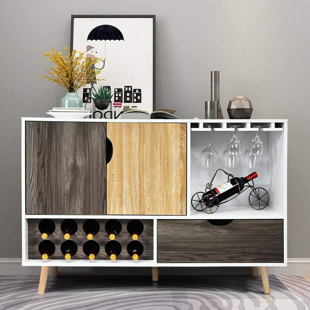 Mid-Century Sideboard with Wine Rack & Storage