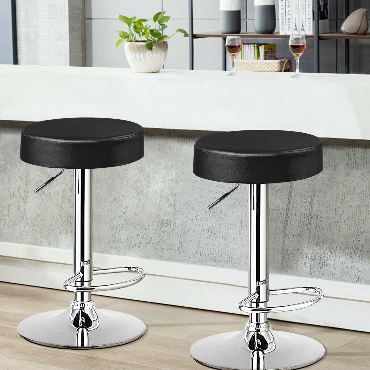 Adjustable Swivel Bar Stools Set of 2 - White