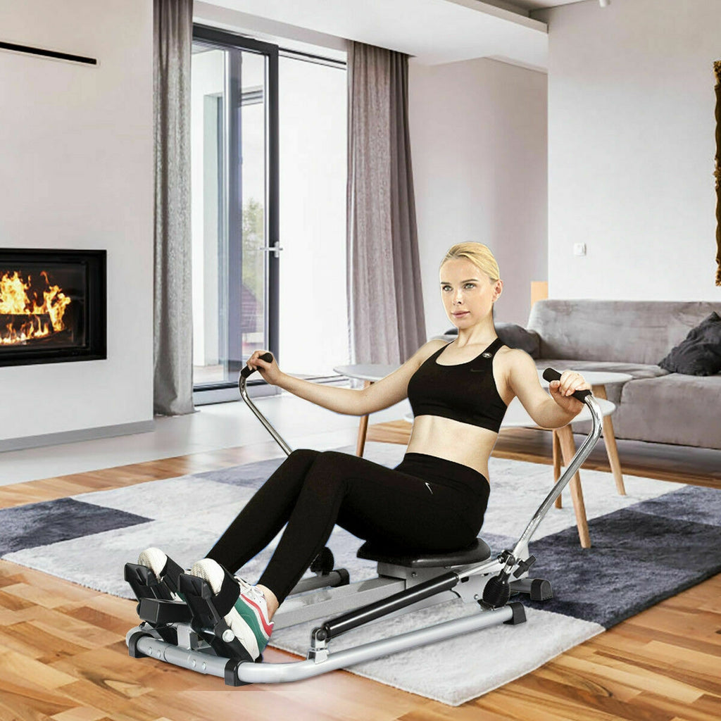Adjustable Hydraulic Rowing Machine for Full-Body Workout - Costway