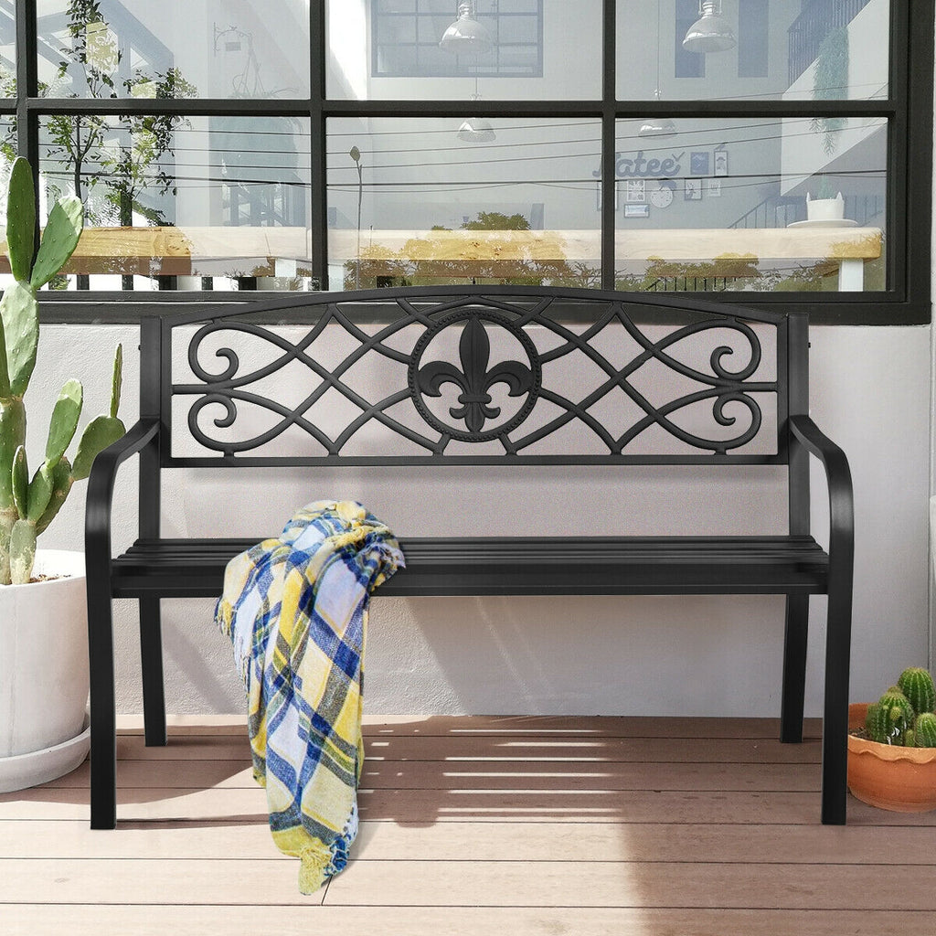 50-Inch Patio Garden Bench with Back - Style 7