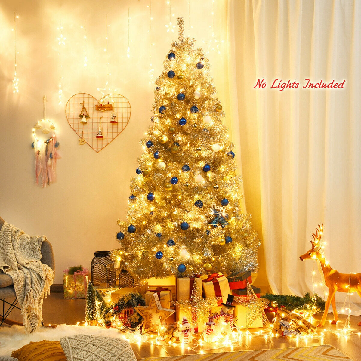 7.5 Ft Hinged Unlit Silver Artificial Christmas Tree - Indoor Outdoor Decor