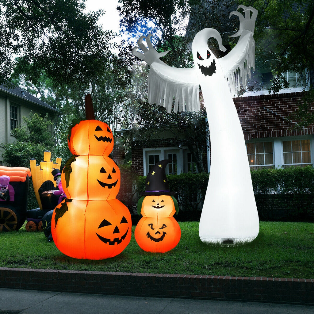 Cute Ghost Inflatable Halloween Decoration - 12 Feet with LED Lights & Blower - Variation of THIS Listing