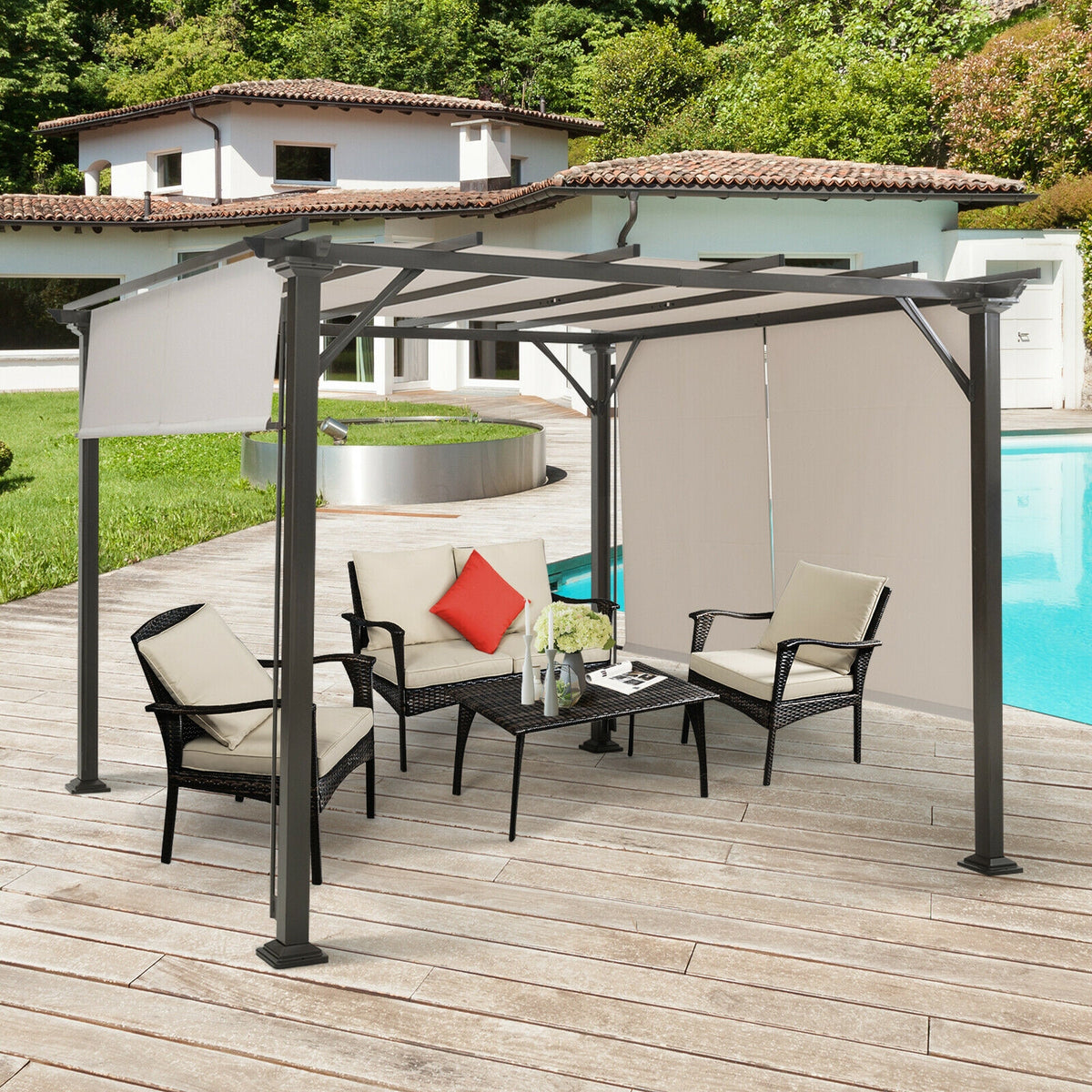 16' x 4' Canopy Replacement Cover for Pergola - Beige
