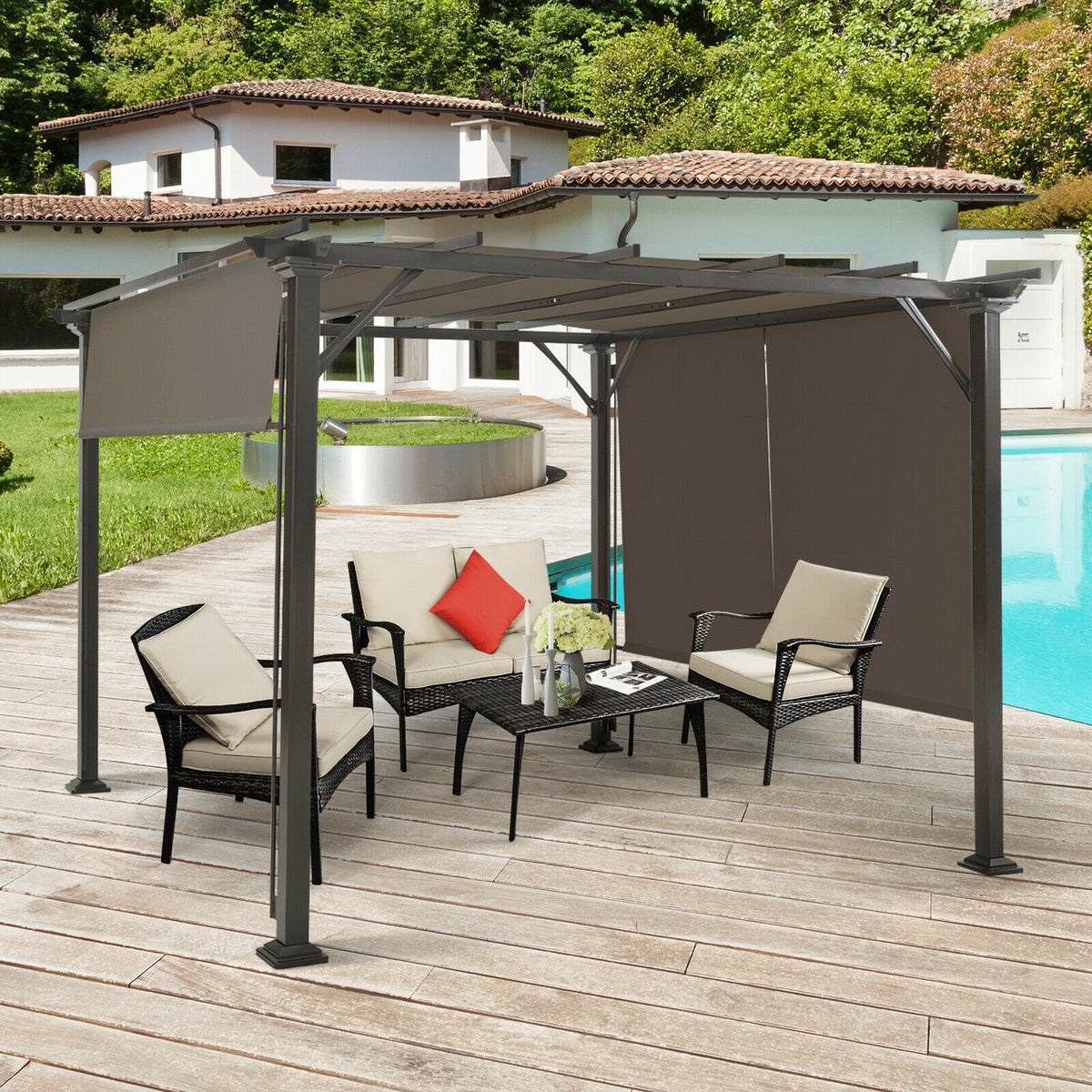 16' x 4' Canopy Replacement Cover for Pergola - Beige