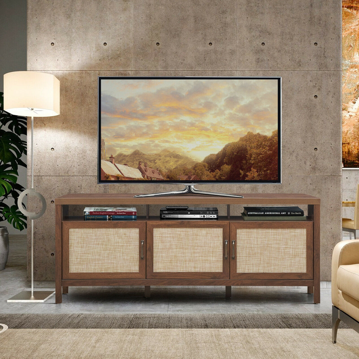 TV Stand for 65 Inch TVs with Storage Cabinets - Gray