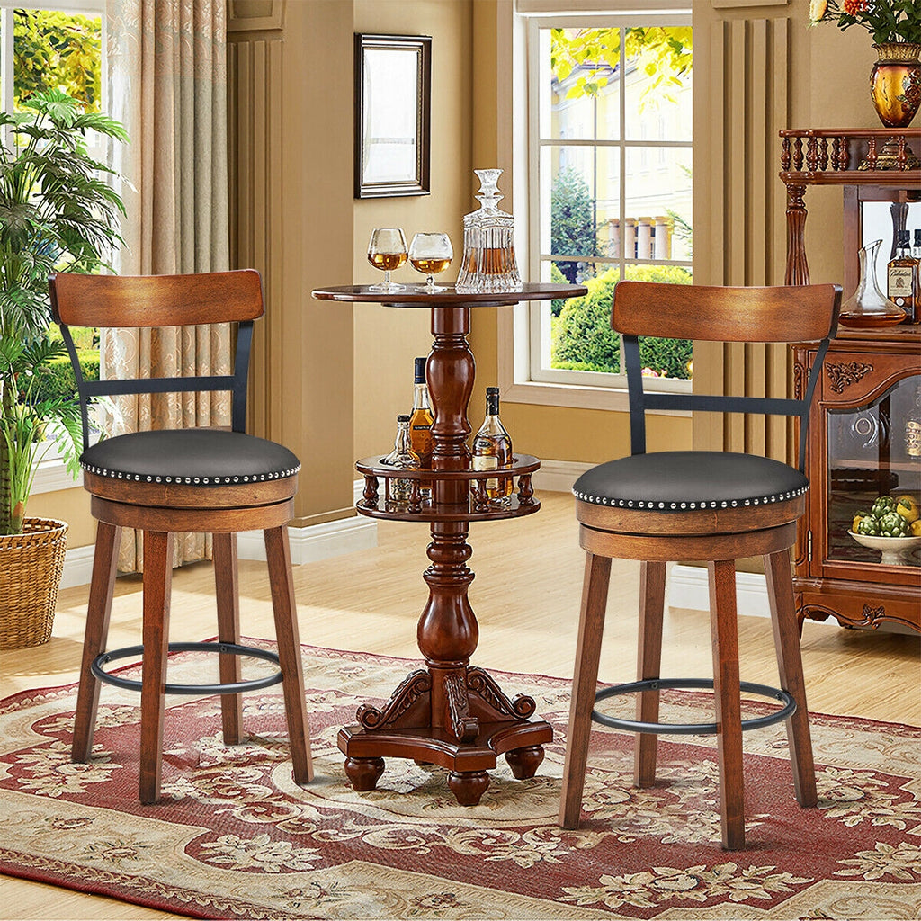 Set of 2 Swivel Counter Height Bar Stools - Horizontal Back, 30.5"
