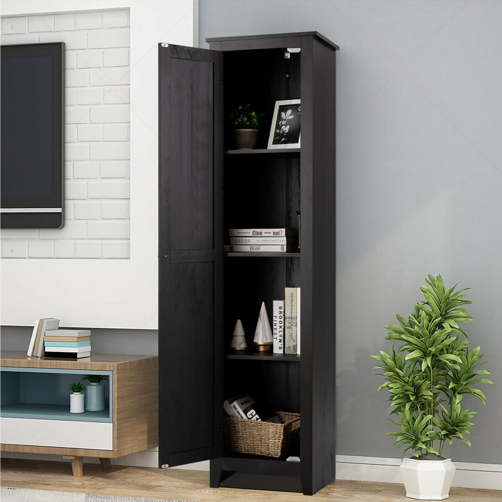 Tall Bathroom Storage Cabinet 4-Tier Black 72 Inch