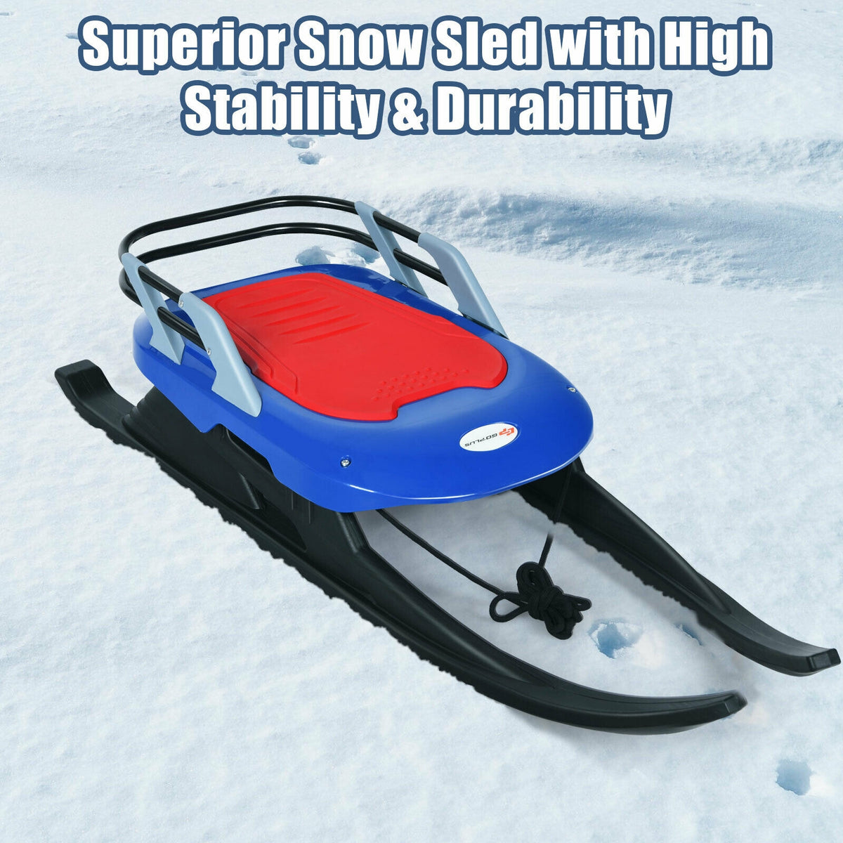 Kids' Folding Metal Snow Sled with Pull Rope and Leather Seat - Safe & Durable Winter Toy
