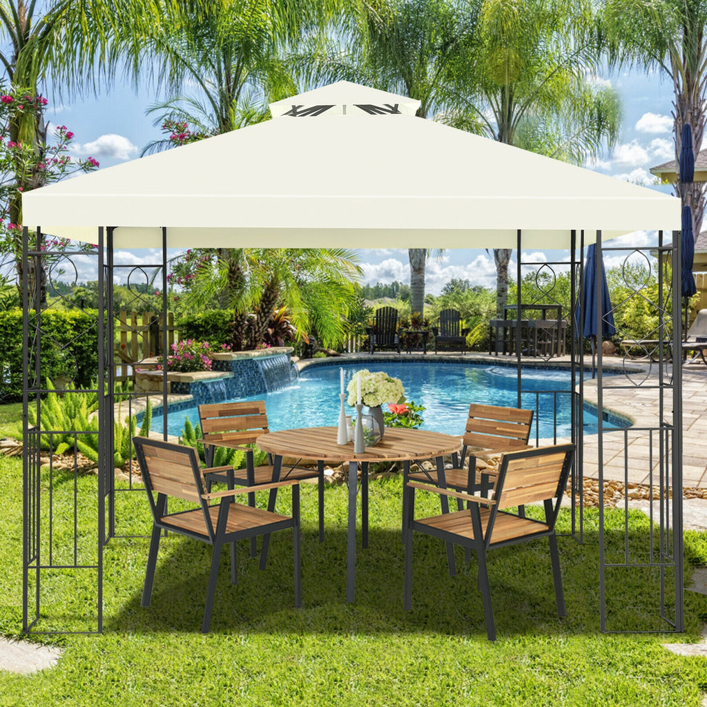 10x10 Patio Gazebo Canopy Tent - Double Roof 9ft Height