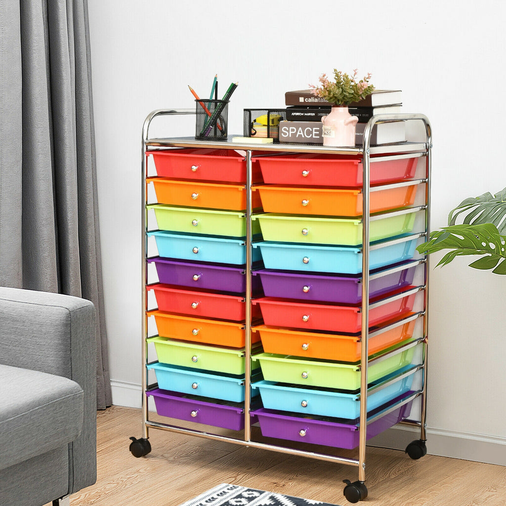 20-Drawer Rolling Storage Cart Organizer, Multicolor