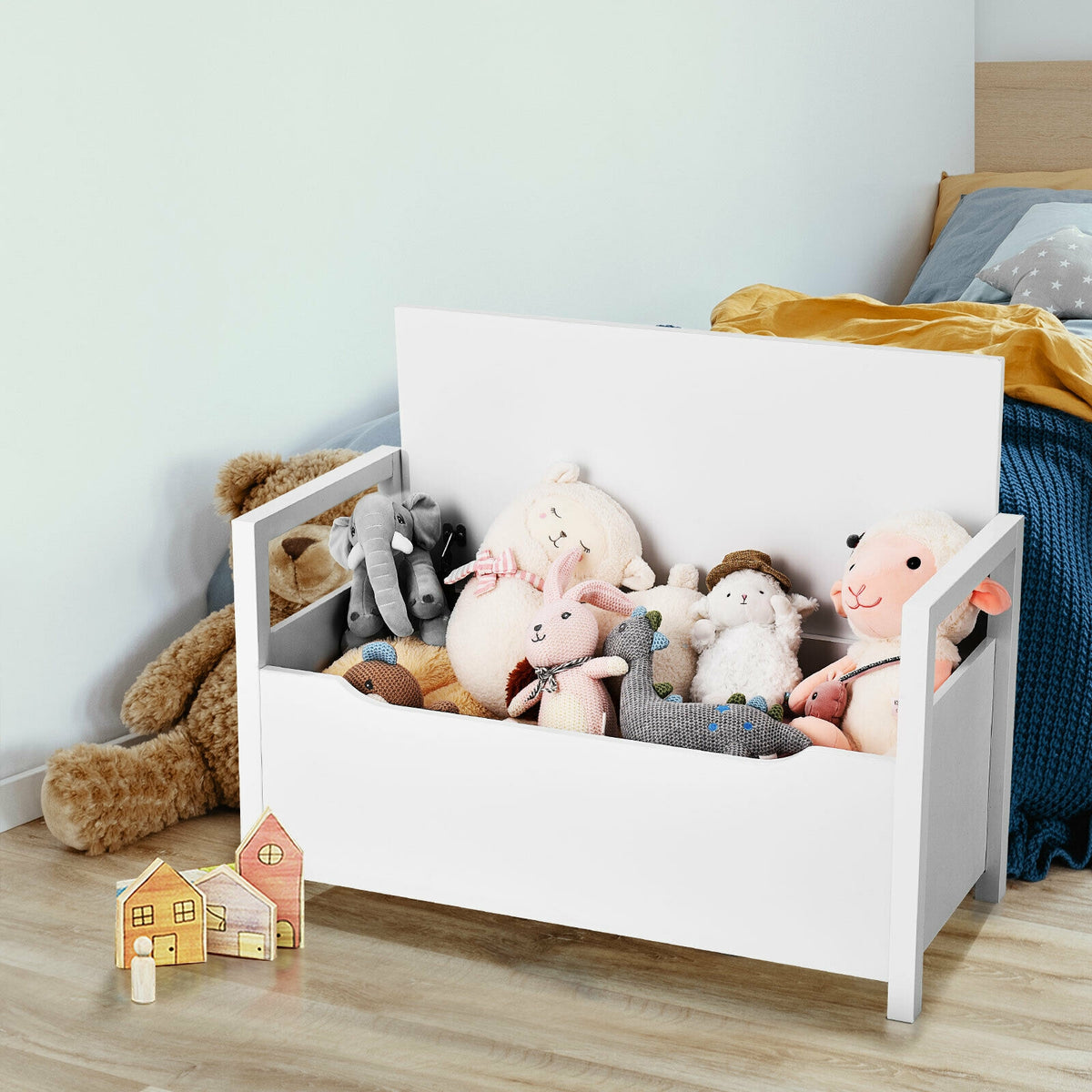 34.5 x 15.5 19.5 Inch Shoe Storage Bench with Cushion Seat