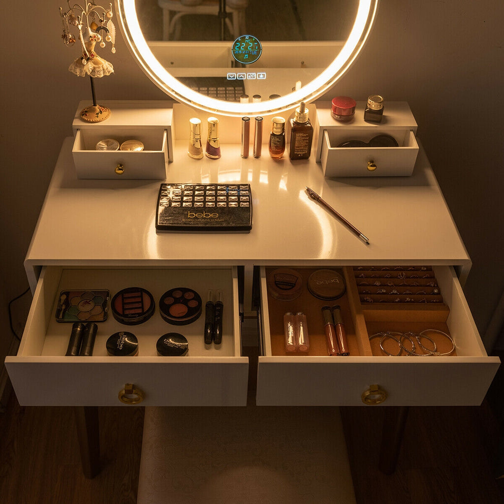 Lighted Vanity Set with Touch Screen Mirror and 4 Drawers