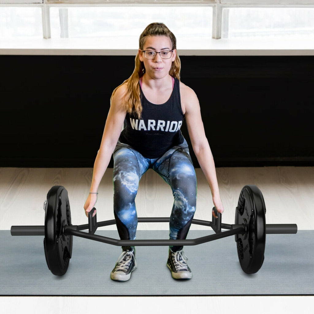 56 Inch Olympic Hexagon Deadlift Trap Bar with Folding Grips for 2-Inch Plates - Silver