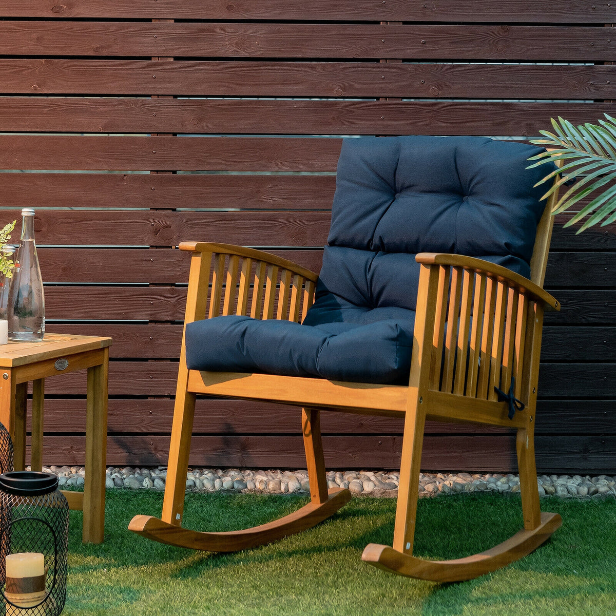 Tufted Patio High Back Chair Cushion with Non-Slip String Ties